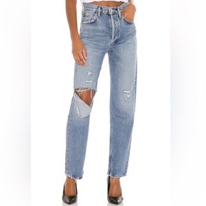 Agolde 90s Pinch Waist Distressed High Rise Straight Leg Jeans -Lineup NWT